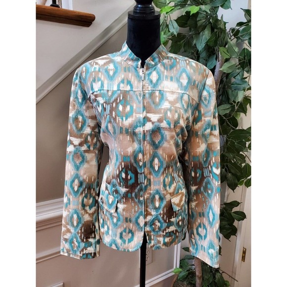 Alfred Dunner Women's Multicolor Polyester Long Sleeve Full Zip Casual Jacket 14 - Picture 1 of 12
